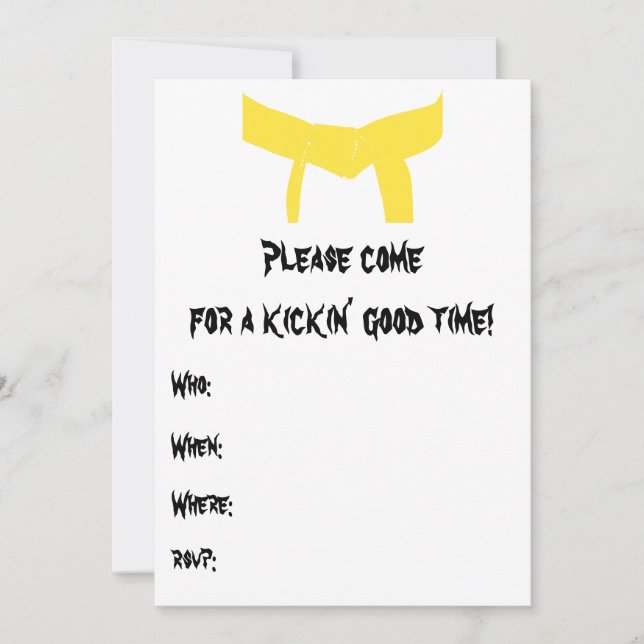 Martial Arts Yellow Belt Birthday Party Invitation (Front)