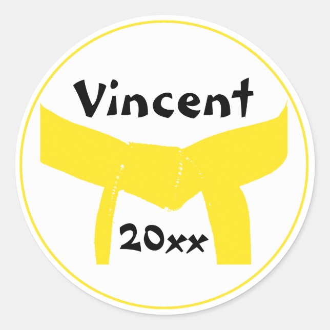 Martial Arts Yellow Belt Classic Round Sticker (Front)