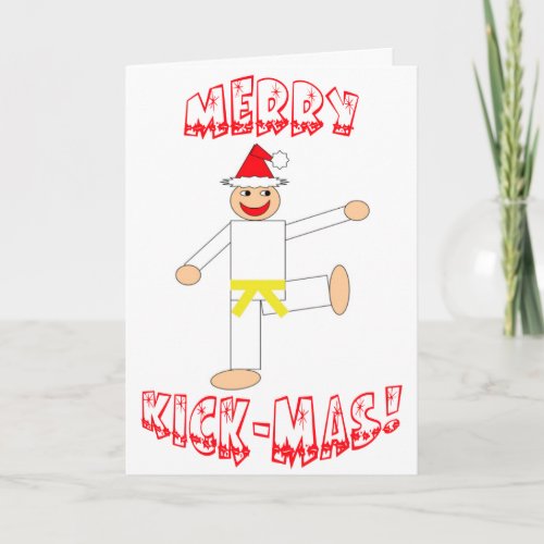 Martial Arts Yellow Belt Merry Kick_Mas Christmas Holiday Card