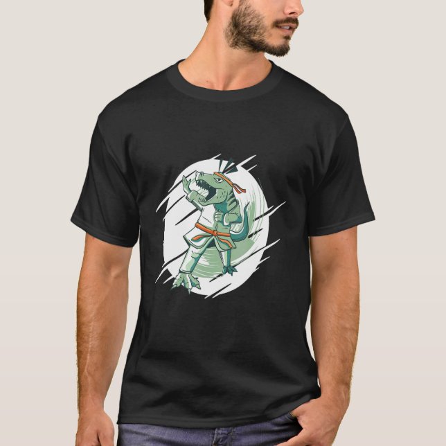 Martial Karate Dinosaur Rex T-Shirt (Front)