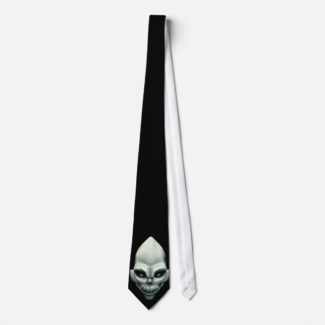 Martian Alien Extraterrestrial Outer Space Skull Neck Tie (Front)