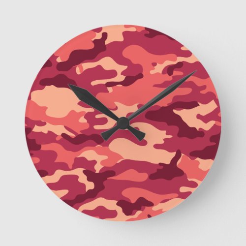 MARTIAN DESERT CAMO  CAMOUFLAGE DAZZLE PATTERN ROUND CLOCK