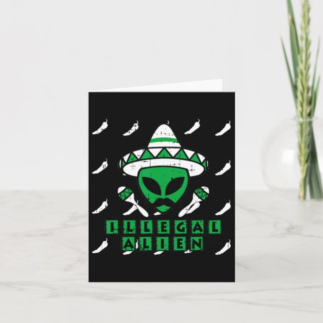 Martian Illegal Alien Mexican Area-51 Fun Hallowee Card (Front)