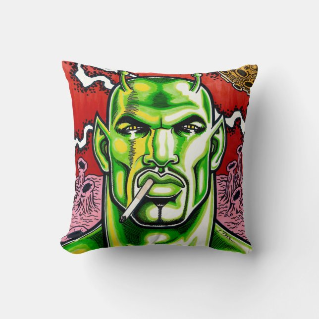 Martian Machismo Throw Pillow (Front)