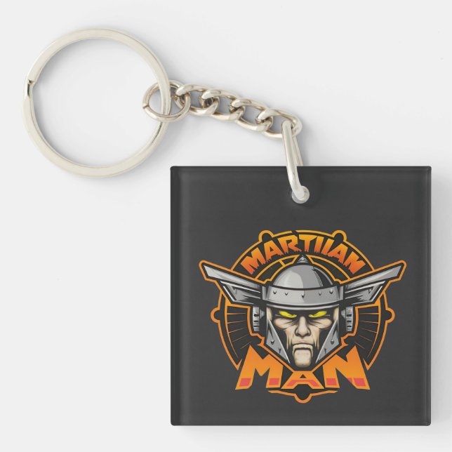 Martian Man Futuristic Logo Art Keychain (Front)