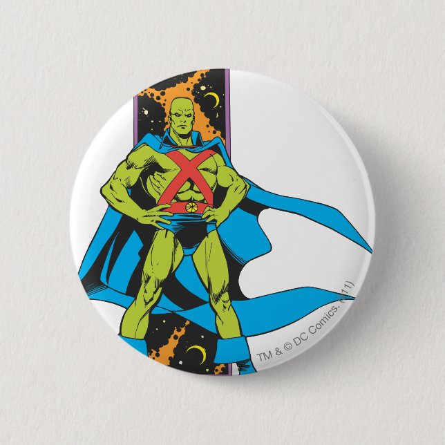 Martian Manhunter & Space Backdrop Pinback Button (Front)