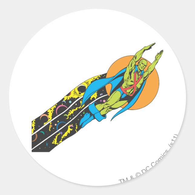 Martian Manhunter Takes Flight Classic Round Sticker (Front)