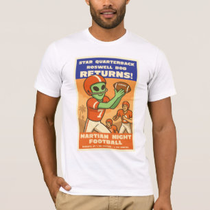 Martian Night Football Roswell Aliens 1950's Retro T-Shirt