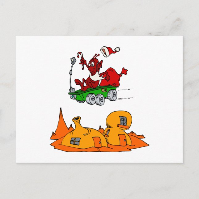 Martian Santa rover Holiday Postcard (Front)