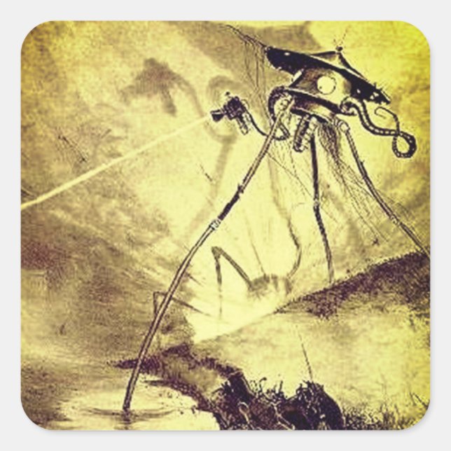 Martians discharging Heat-Rays Square Sticker (Front)