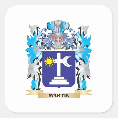 Martin Coat of Arms _ Family Crest Square Sticker