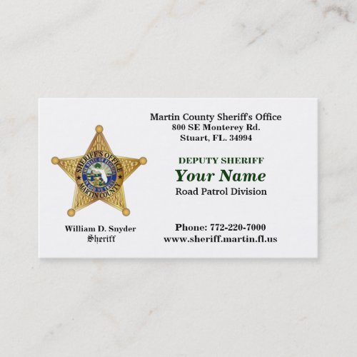 Martin County Sheriffs Office Bussiness Card Business Card