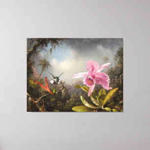 MARTIN J. HEADE Orchid with Two Hummingbirds 1871 Canvas Print