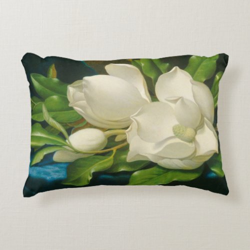 Martin Johnson Heade _ Giant Magnolias Accent Pillow