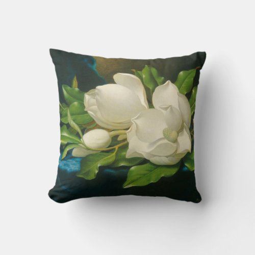 Martin Johnson Heade _ Giant Magnolias Throw Pillow