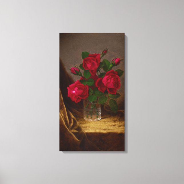 Martin Johnson Heade Jacqueminot Roses Canvas Print (Front)