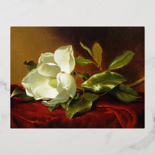 Martin Johnson Heade Magnolia Vintage Foil Holiday Postcard