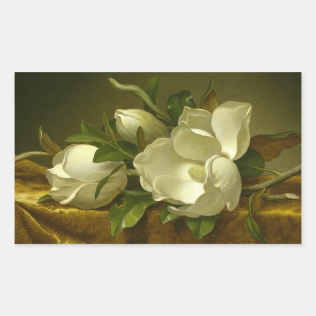 Martin Johnson Heade - Magnolias on Gold Velvet Rectangular Sticker (Front)