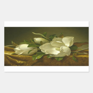 Martin Johnson Heade - Magnolias on Gold Velvet Rectangular Sticker