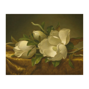 Martin Johnson Heade - Magnolias on Gold Velvet Wood Wall Decor