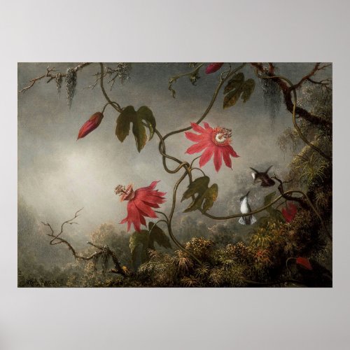 Martin Johnson Heade _ Passion Flowers and Humming Poster