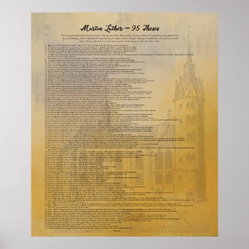 Martin Luther 95 Theses and Wittenberg Church Poster