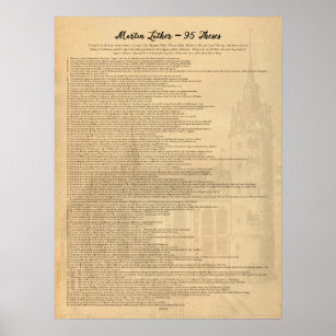 Martin Luther 95 Theses (Eng) Wittenberg Church Poster