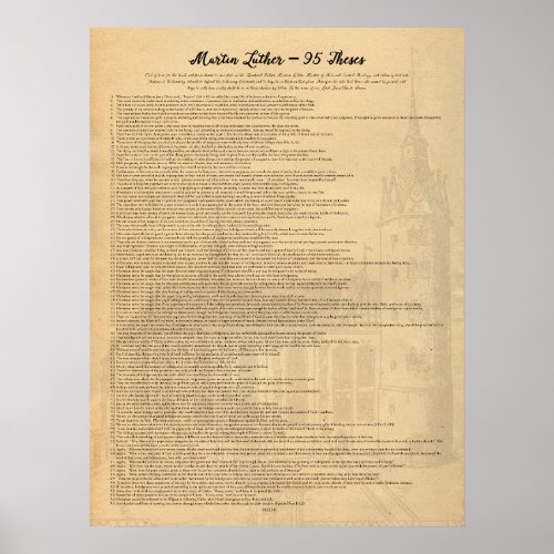 Martin Luther 95 Theses Eng Wittenberg Church Poster