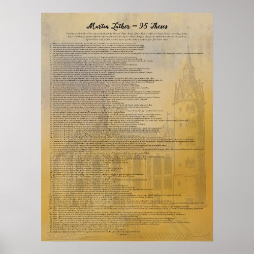 Martin Luther 95 Theses in English Poster
