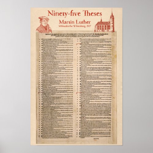 Martin Luther 95 Theses original Latin Poster