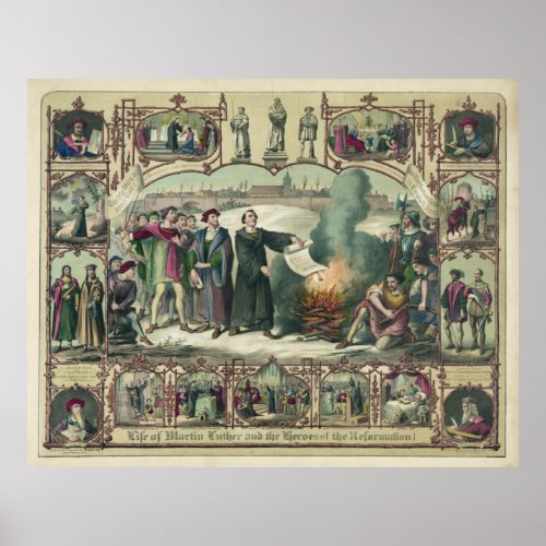 Martin Luther and heroes of the reformation 1874 Poster