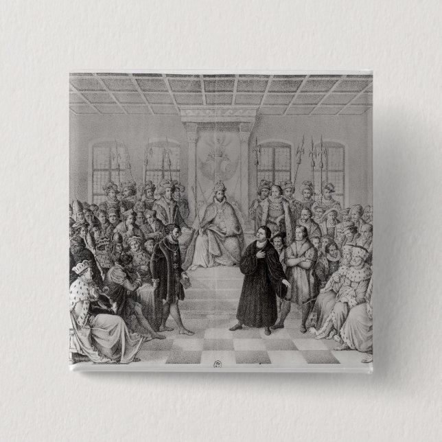 Martin Luther in front of Charles V Pinback Button (Front)