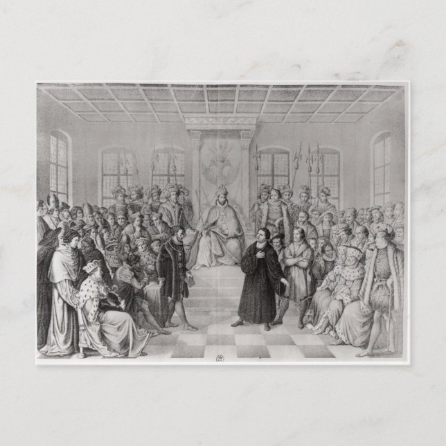 Martin Luther in front of Charles V Postcard (Front)