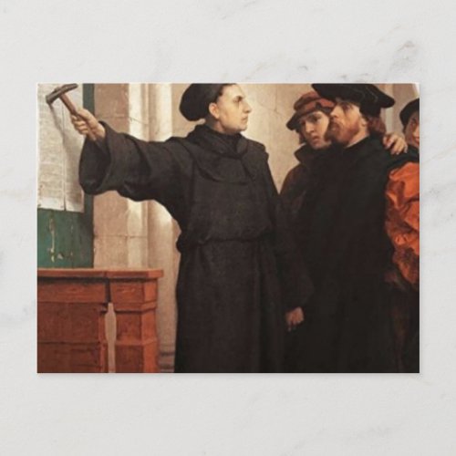 Martin Luther Nailing 95 Theses Postcard