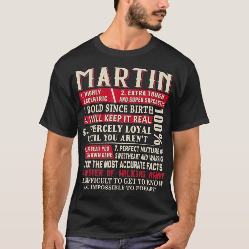Martin Name Gift Martin  Martin Surname  T_Shirt