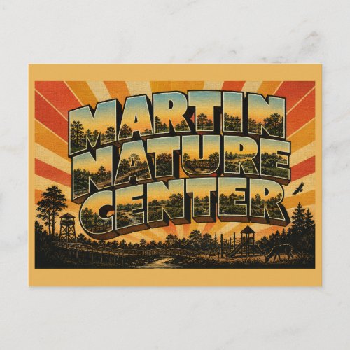 Martin Park Nature Center OK Woodland Wildlife Art Postcard