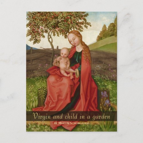 Martin Schongauer The virgin and child in a garden Postcard