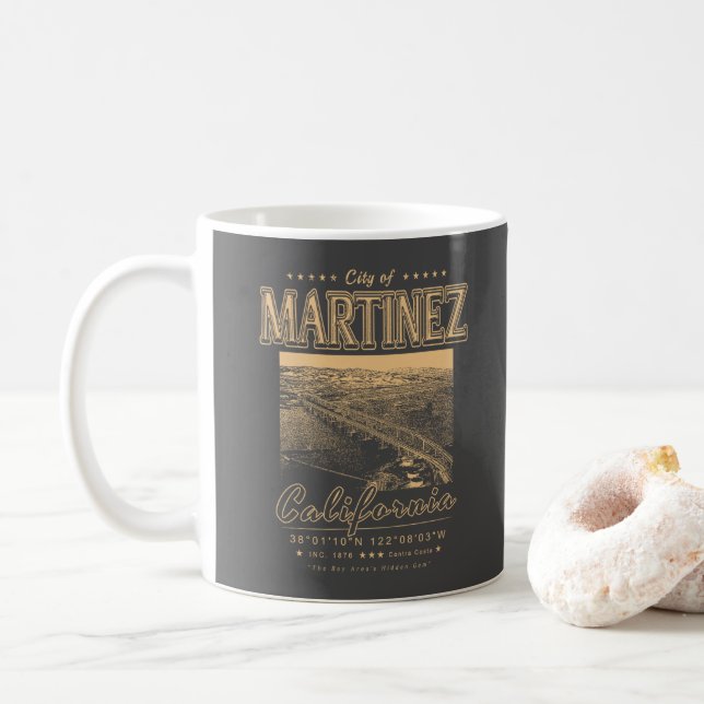 MARTINEZ CALIFORNIA - BENICIA MARTINEZ BRIDGE COFFEE MUG (With Donut)