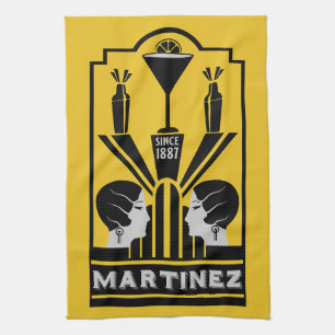 Martinez Cocktail Art Deco Kitchen Towel