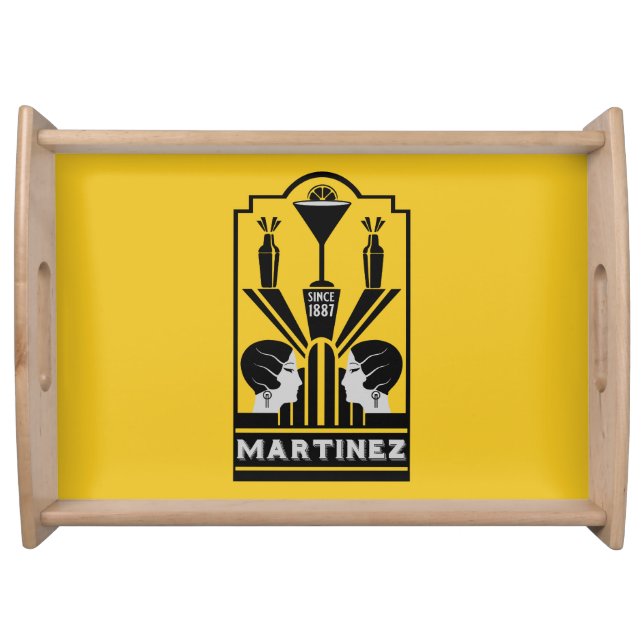 Martinez Cocktail Art Deco Serving Tray (Front)