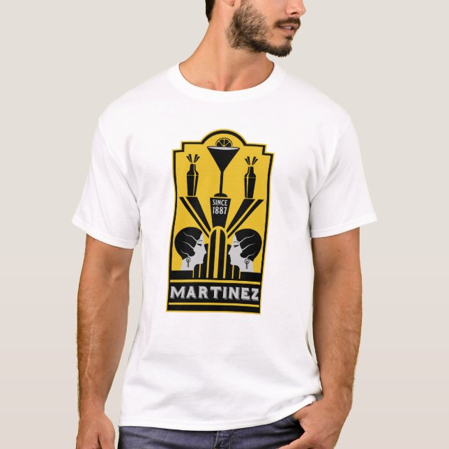 Martinez Cocktail Art Deco T-Shirt (Front)