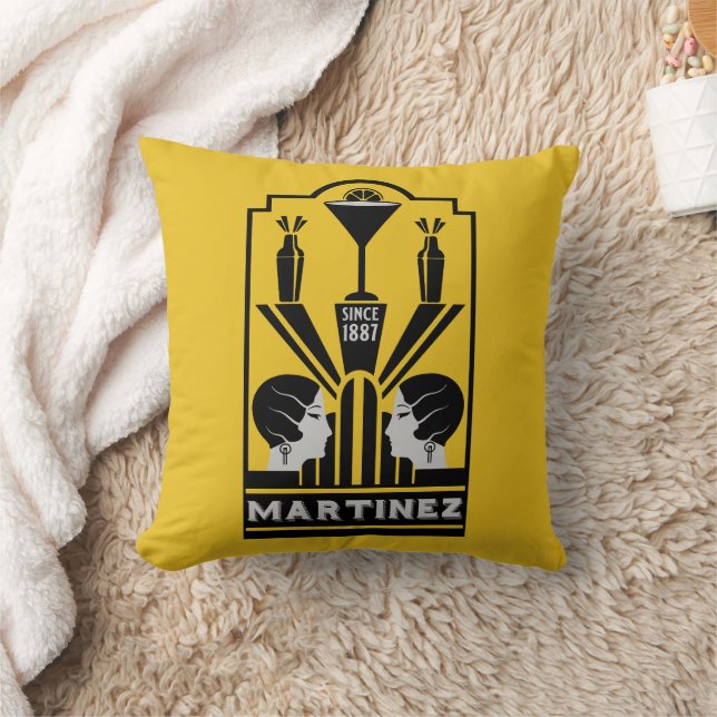 Martinez Cocktail Art Deco Throw Pillow (Blanket)