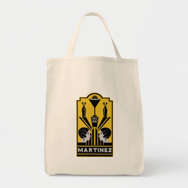 Martinez Cocktail Art Deco Tote Bag (Front)