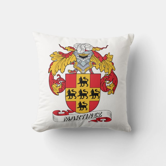 Martinez Family Crest Throw Pillow (Front)