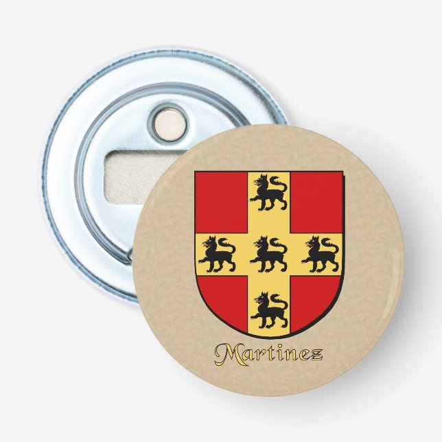 Martinez Heraldic Arms on Parchment Style Back Bottle Opener (Front)
