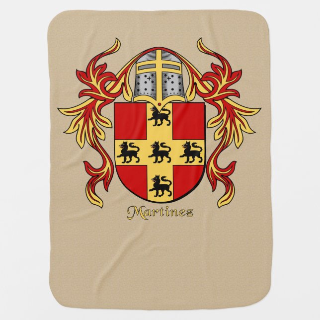Martinez Heraldic Shield and Mantling Swaddle Blanket (Front)