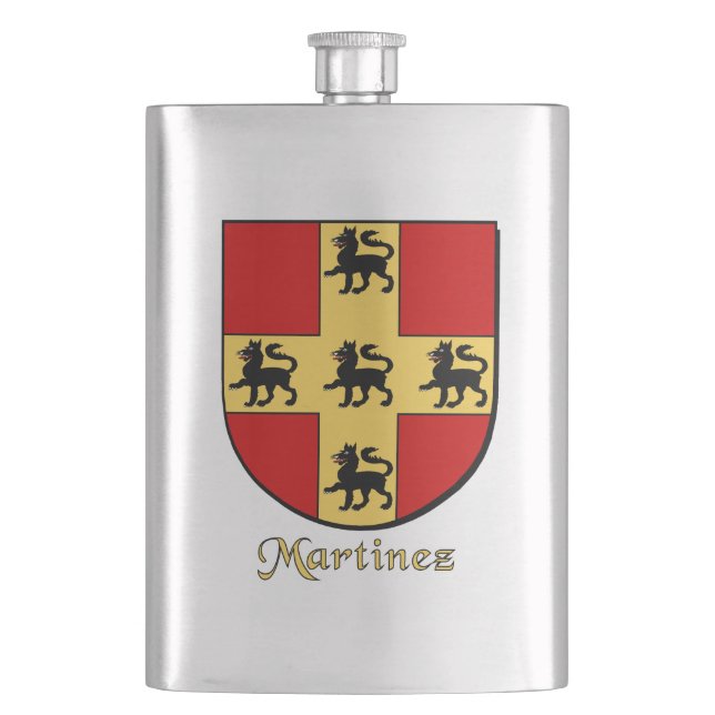 Martinez Heraldic Shield Hip Flask (Front)