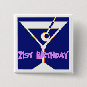 Martini 21st Birthday Gifts Pinback Button