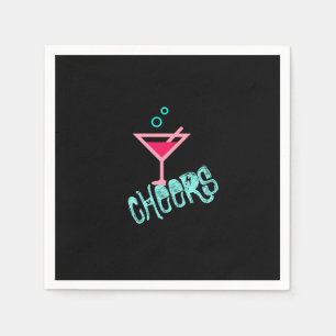 Martini - Alcohol Drink Pop Art, Pink & Turquoise Napkins