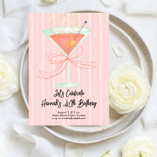 Martini and a Bow Milestone Birthday Invitation